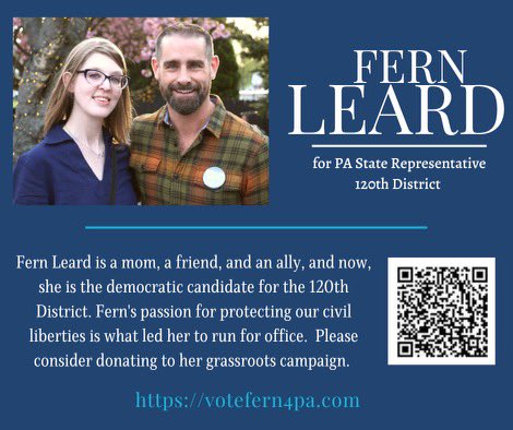 BrianSimsPA's tweet photo. ENDORSEMENT: Fern Leard is pro-choice, pro-worker, pro-public school & pro-environment and I’m honored to endorse her for the State House! The General Election is just a month away so please check her out & please support her critical race. https://t.co/gGichN9Bg4 @VoteFern4PA https://t.co/KAtAYof8GE