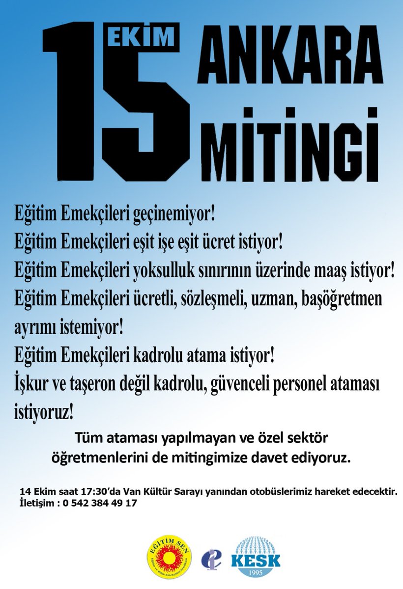 ÖMK iptal edilsin! Birleşirsek kazanırız!
#15EkimdeAnkaraya