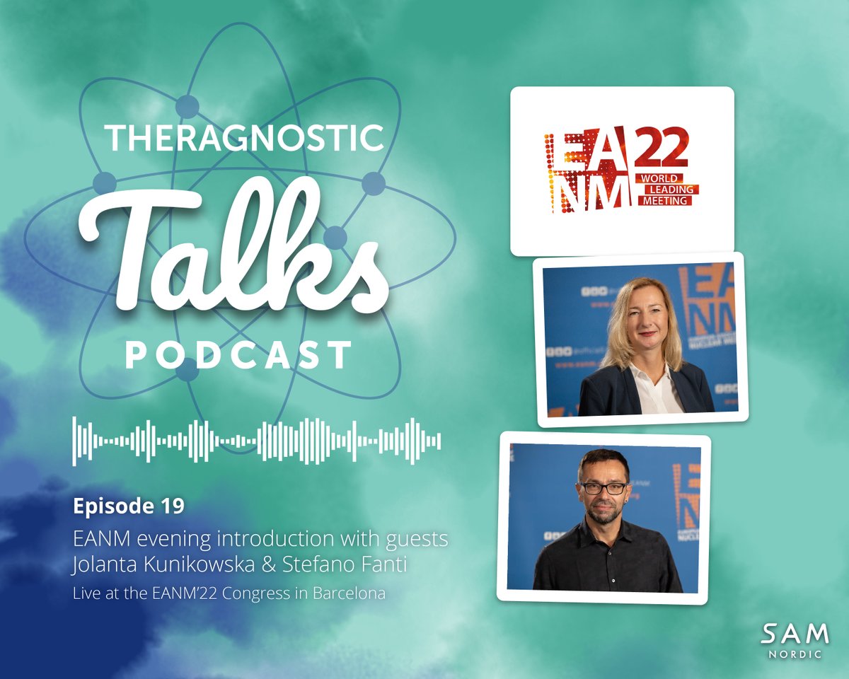 sam_nordic's tweet photo. At #EANM22, the Theragnostic Talks podcast will cover the latest topics in Nuc Med, as it happens. @GustavWidar will talk with the foremost experts in this field, starting with @officialEANM President, Prof. Jolanta Kunikowska, and EANM Chair, Prof. @stefanofanti4. 👉Sat, Oct 15. https://t.co/0rEnC5Cif1