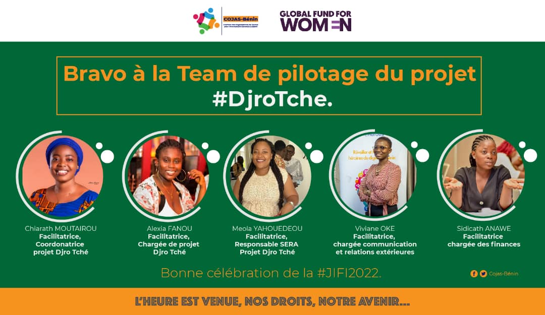 A l'occasion de cette journée #JIFI2022 nous disons bravo à notre team qui fait avancer le projet #Djrotche 
Bonne célébration de la 10ème édition de la Journée Internationale de la jeune fille sous le thème « L’heure est venue, nos droits, notre avenir ! ».