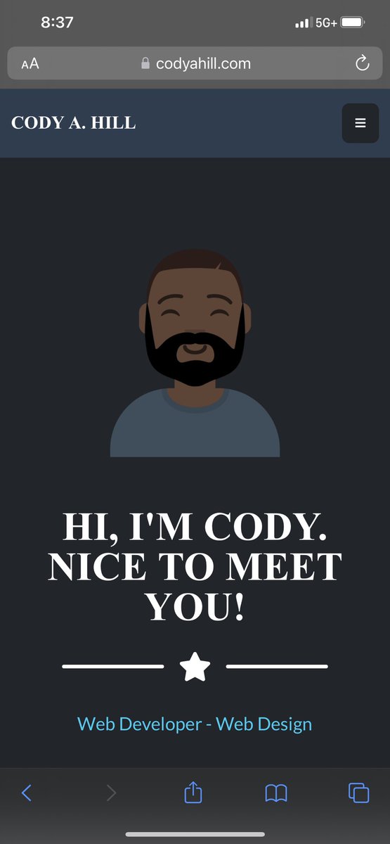 CodingCody_'s tweet image. What’s up #PortfolioDay! My name is Cody and I’m a Front-End Developer who loves building and developing beautiful modern and responsive websites! #BlackTechTwitter #100DaysOfCode #BlackMenWhoCode
