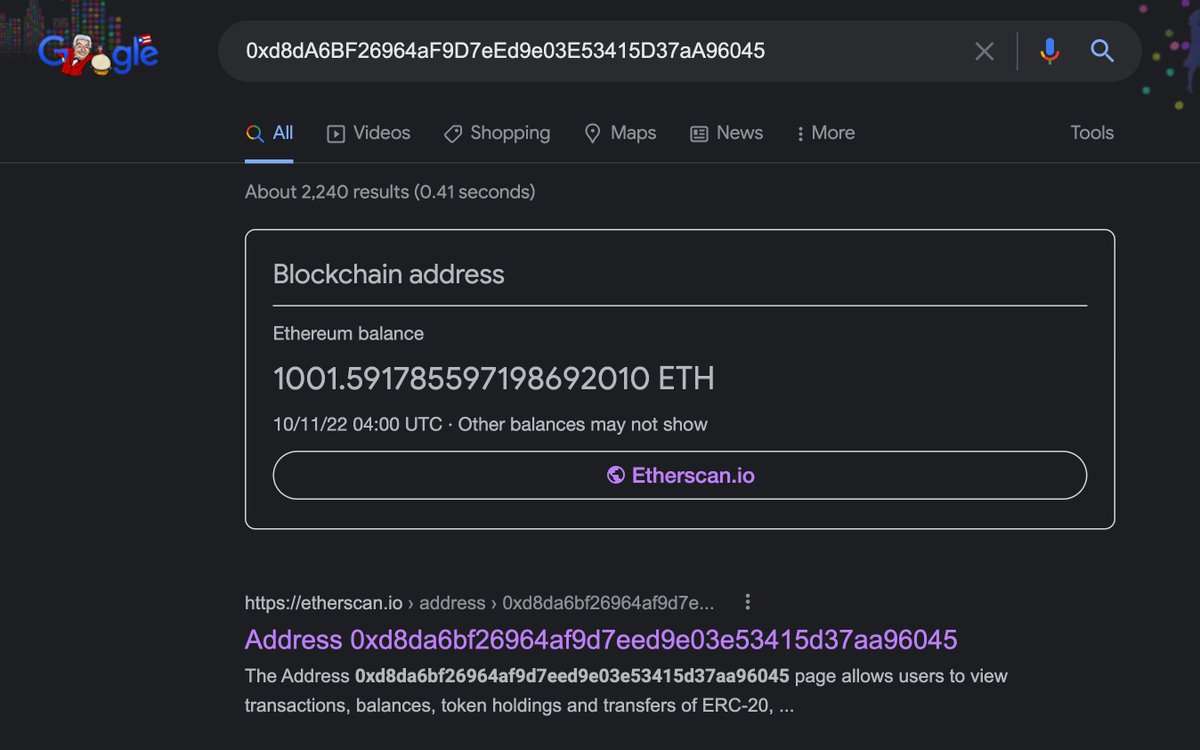 Crypto addresses are now searchable on Google