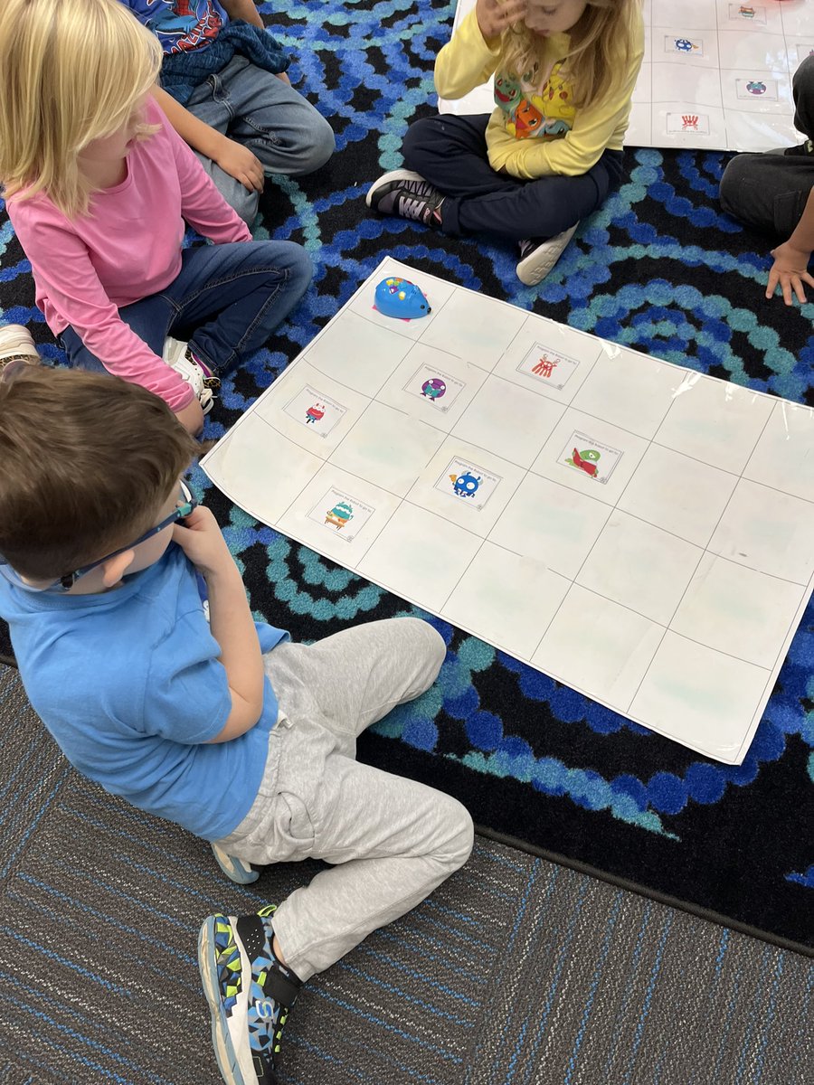 mrs_rubeck's tweet image. A little #Halloween coding with Kinder this morning. Students created algorithms to code their #codeandgomouse to a picture of a monster. @BOEwarriors @WCPS_LMS