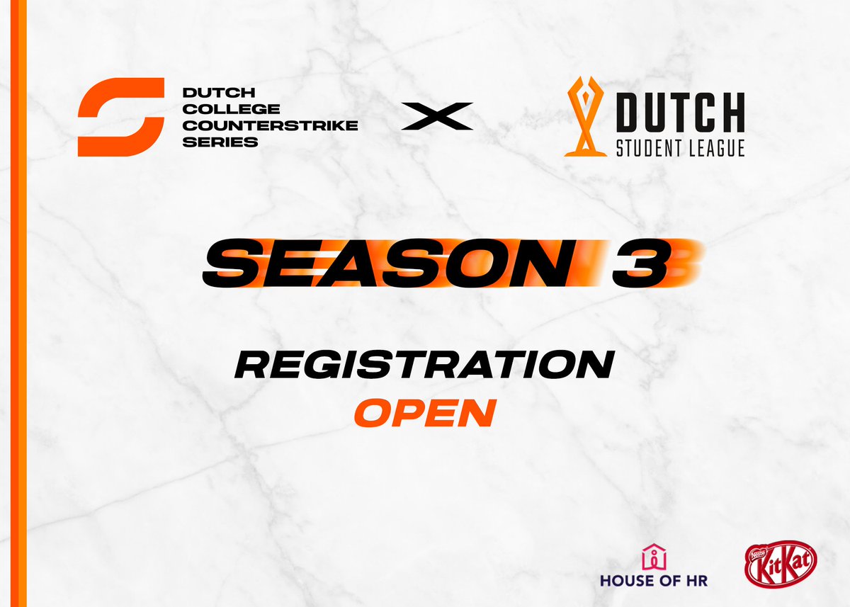 dccsftw's tweet image. 🚨 DCCS IS FINALLY BACK, BETTER THAN EVER !!!

We are proud to announce our partnership with @StudentLeagueNL 🤝🧡💛

⏰ Signups deadline 13th October at 23:59

➡️Signup here now! play.dutchstudentleague.nl/nl/tournaments…

#DCCSFTW #DSL #HouseOfHR #KitKat