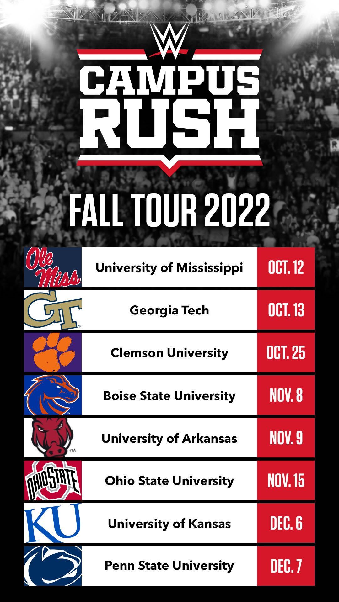 WWE on Twitter "WWE has announced “WWE Campus Rush,” a multicampus