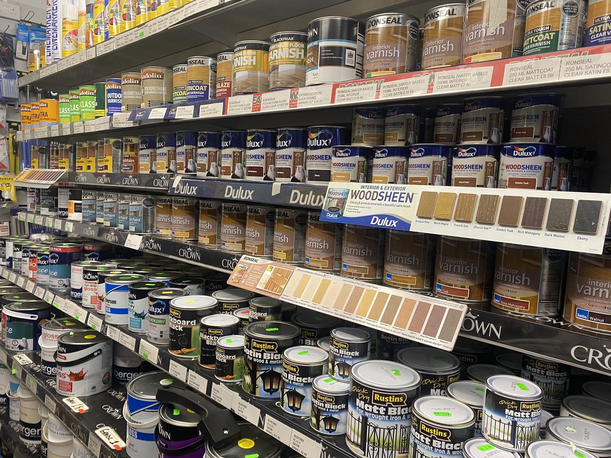 castlelocksdiy's tweet photo. Here’s a nosey at our paint shelves ⬇️

#InteriorPaints

#ExteriorPaint

#SpecialistPaints #Varnishes #Stains #Fencepaint 

#Decorating : #Stepladders #liningpaper #scrapers #sandpaper #rollers #silicone #trays #rollers #brushes #maskingtape #whitespirit

#castlelocksdiy https://t.co/X7OxHbD1qp