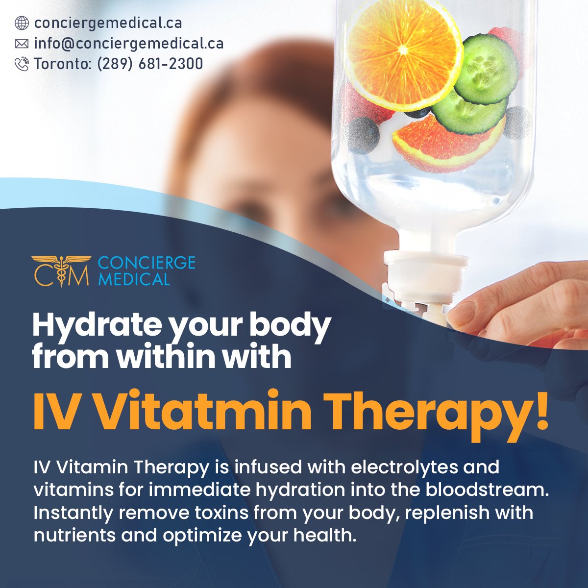 JusteraHealth's tweet image. 🇨🇦Hey Toronto! Looking to improve your health? 
💉Check out our new IV services for an immediate boost of energy! 
📌For more information, or to book with one of our nurses, visit: conciergemedical.ca/ivvitaminthera…
📲(289) 681-2300
✉️info@conciergemedical.ca