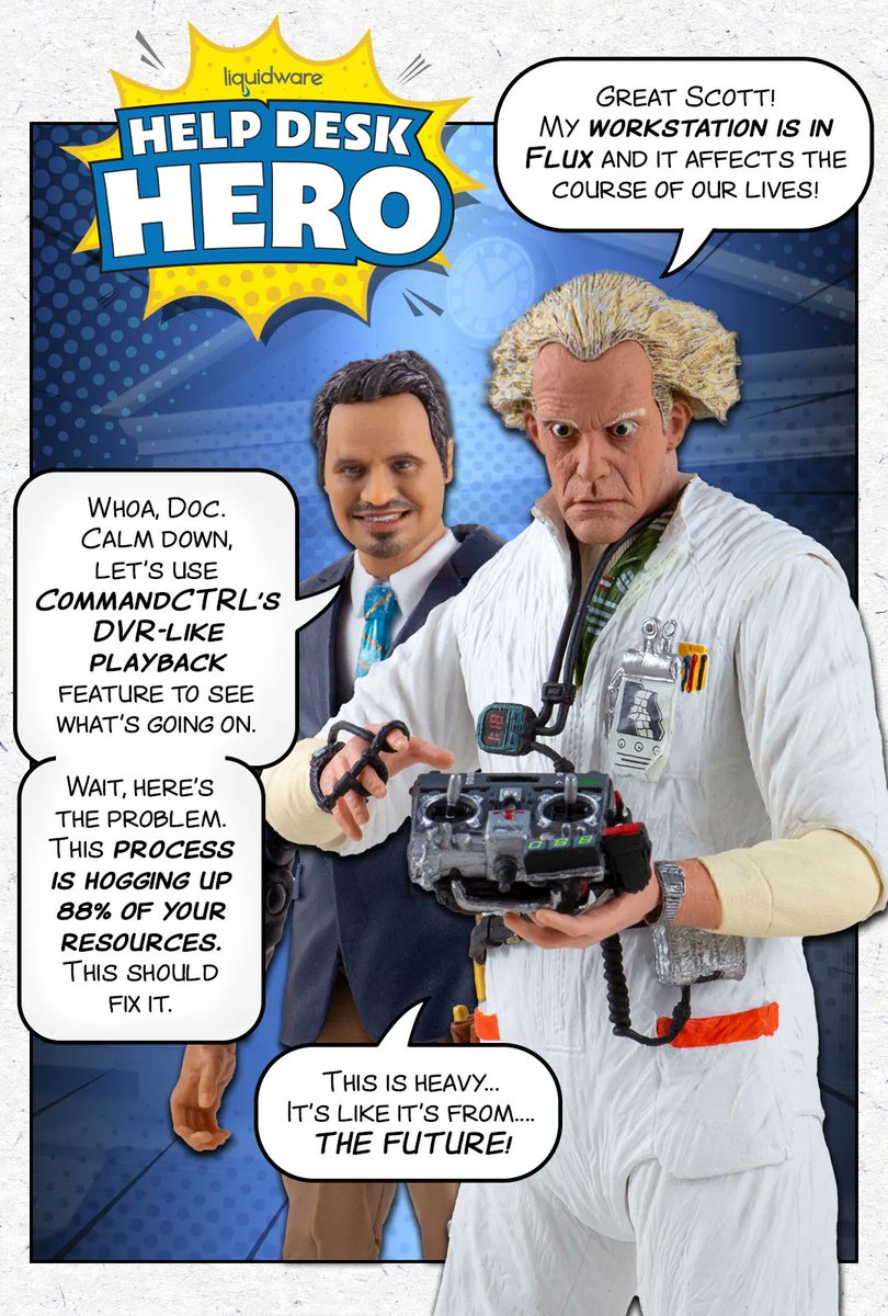 Liquidware's tweet photo. Workstations? Where we're going, the Help Desk is going to need #Liquidware #CommandCTRL... to give you all the real-time data, diagnostics and remediation to #BeAHelpDeskHero. So, make like a tree and sign up for the beta program! https://t.co/G2eOHtryyD https://t.co/rNdFdH2f2g