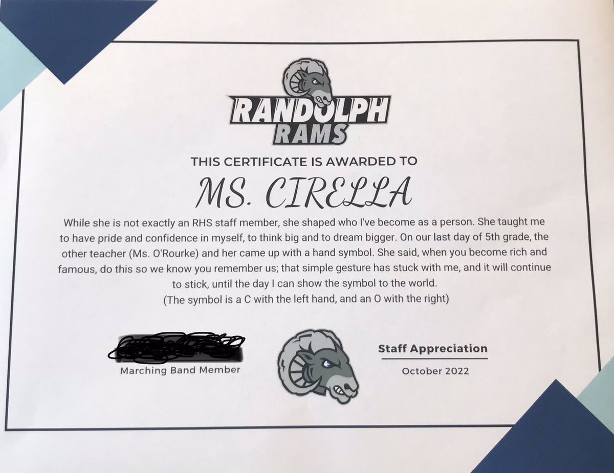 #relationshipsmatter <a href="/RandolphSchools/">Randolph Schools</a> <a href="/Soldisays/">Danielle Soldivieri</a> <a href="/Ron_Litz/">Ron Litz</a> I am incredibly blessed to be invited to the Marching Rams Staff Appreciation by a former student. I am even more blessed to have had the opportunity to teach this amazing young lady. She taught me so much as well!