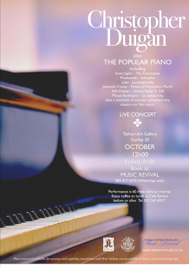 OCTOBER details - New ideas with concerts and lunch and dinner Sunday 16 and Friday 28 October in KZN. - mailchi.mp/musicrevival.c…