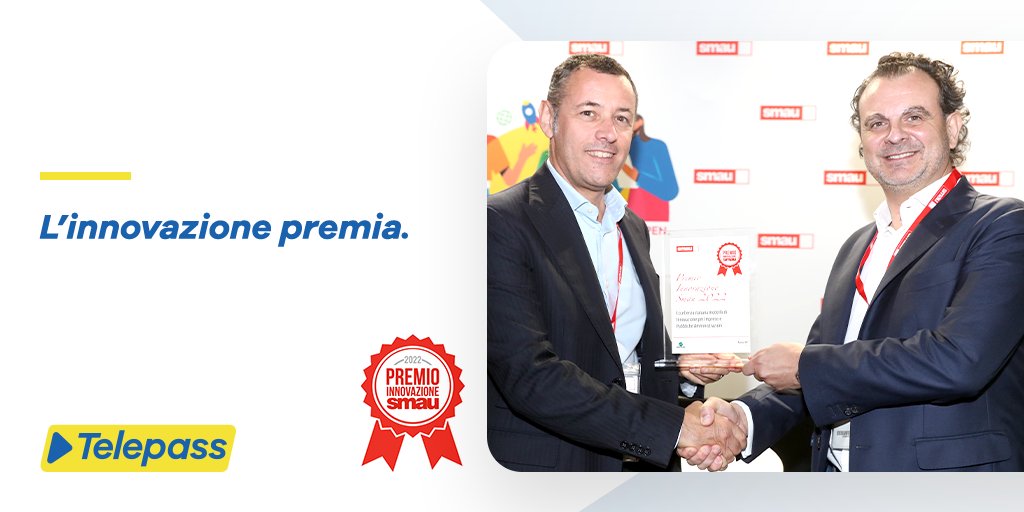 Telepass Next, il dispositivo con cui, insieme a <a href="/GeneraliItalia/">GENERALI ITALIA</a> e #GeneraliJeniot, miglioriamo la vita dei clienti #Telepass, è già un riconoscimento per il lavoro che facciamo tutti i giorni.
Ma oggi, ne abbiamo ricevuto un altro: il Premio Innovazione #SMAU 2022.