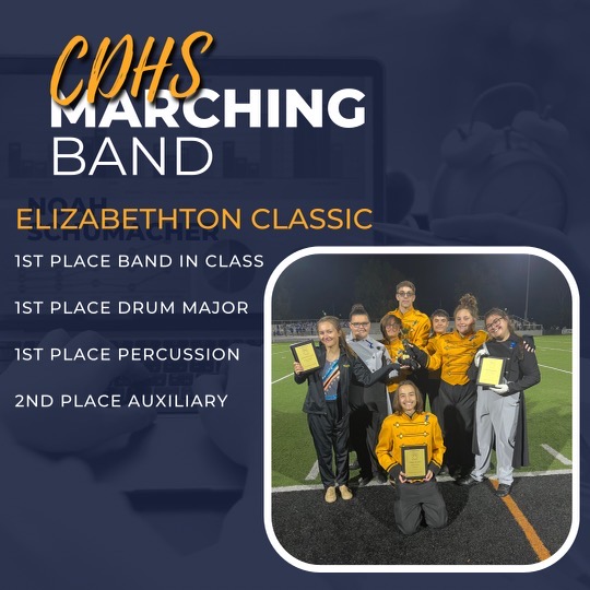 Congratulations to Jamie Walker and the CDHS band over the weekend!💛🖤🎼🎼