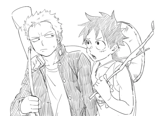 ルフィさんが小学5年生の時ゾさんは中学生なんだふーんとなって描いた 