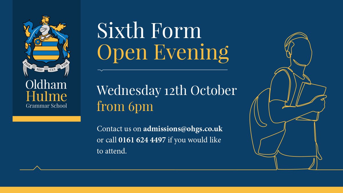 Looking forward to welcoming Year 11 students to our Sixth Form Open Evening tomorrow. Our Head of Sixth Form, Mrs Berry, will be speaking at 6.30pm and 7.00pm.