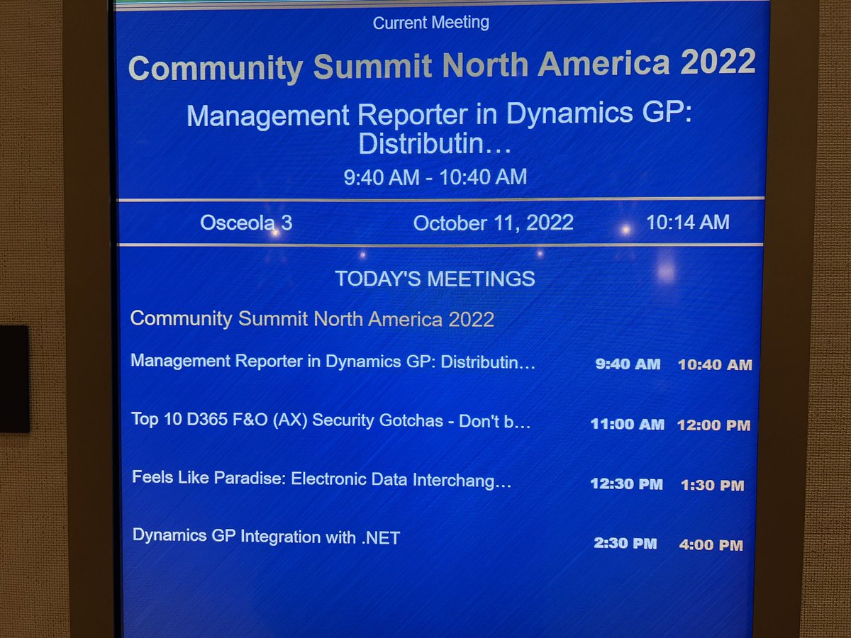 20 minutes out from a great #MSDyn365FO security session here at #MySummitNA with my <a href="/GoFastpath/">Fastpath</a> colleague <a href="/alexmeyer_ITGuy/">Alex Meyer</a> We are talking about how not to be a Security Gotcha.  Join us in Osceola 3, 11:00am, get there early room, will fill up quick. #GRC #ControlsMatter
