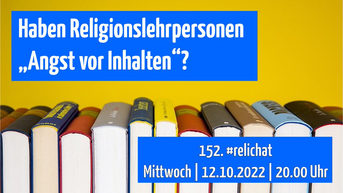 relichat's tweet photo. Morgen ist es wieder so weit: der monatliche #relichat steht vor der Tür. Dieses mal mit der provokanten Frage: Haben Religionslehrpersonen Angst vor Inhalten? Seid dabei! Die Fragen findet ihr hier: 
https://t.co/ZgKAJtveOb #relilab https://t.co/n7OvfM2V05