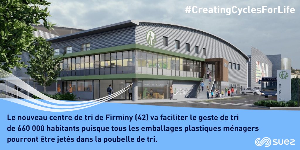 suez's tweet photo. Pour répondre aux objectifs environnementaux de réduction des déchets du territoire, @SteMetropole et #SUEZ lancent la construction en @auvergnerhalpes du nouveau centre de tri des collectes sélectives à Firminy : TriValLoire. https://t.co/72j1b44jJe