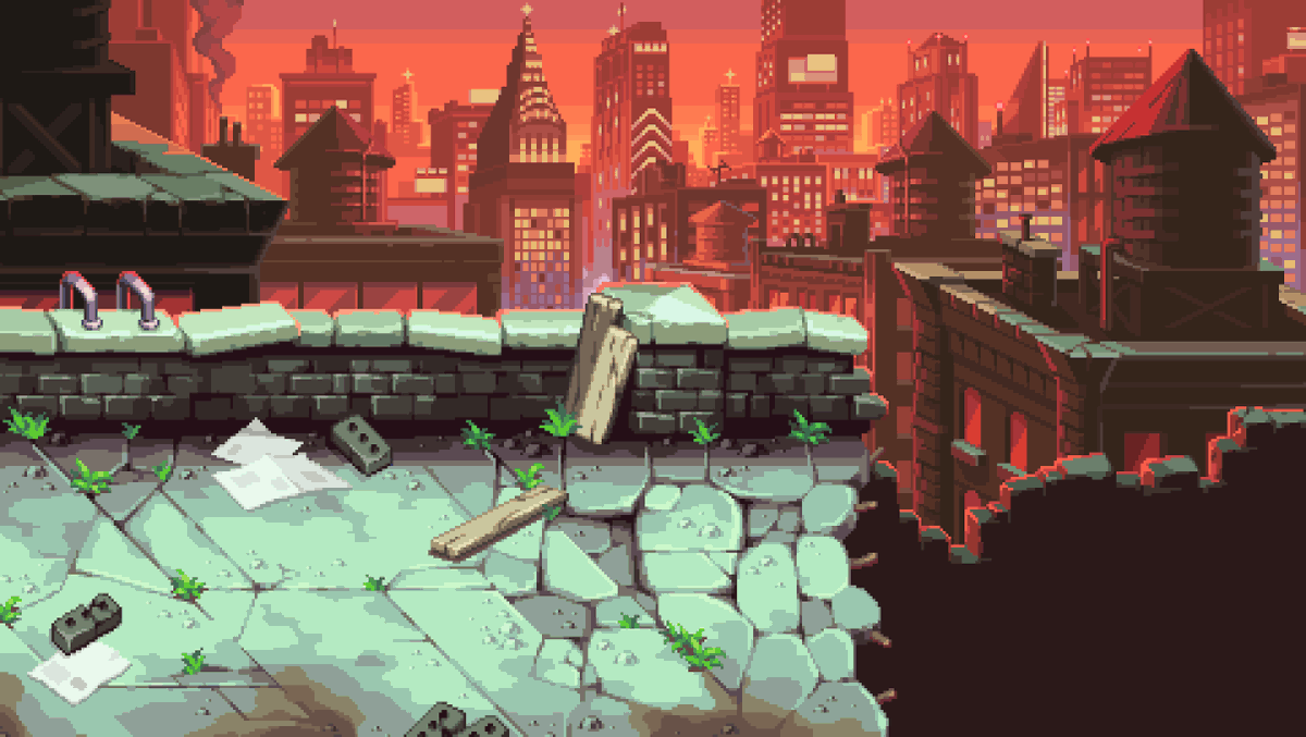 Hi #PortfolioDay! I'm Juanito, pixel artist from Spain. Most of my current work is locked behind NDAs, but I'm happy to be able to share with you my work for #TMNTShreddersRevenge as BG artist.