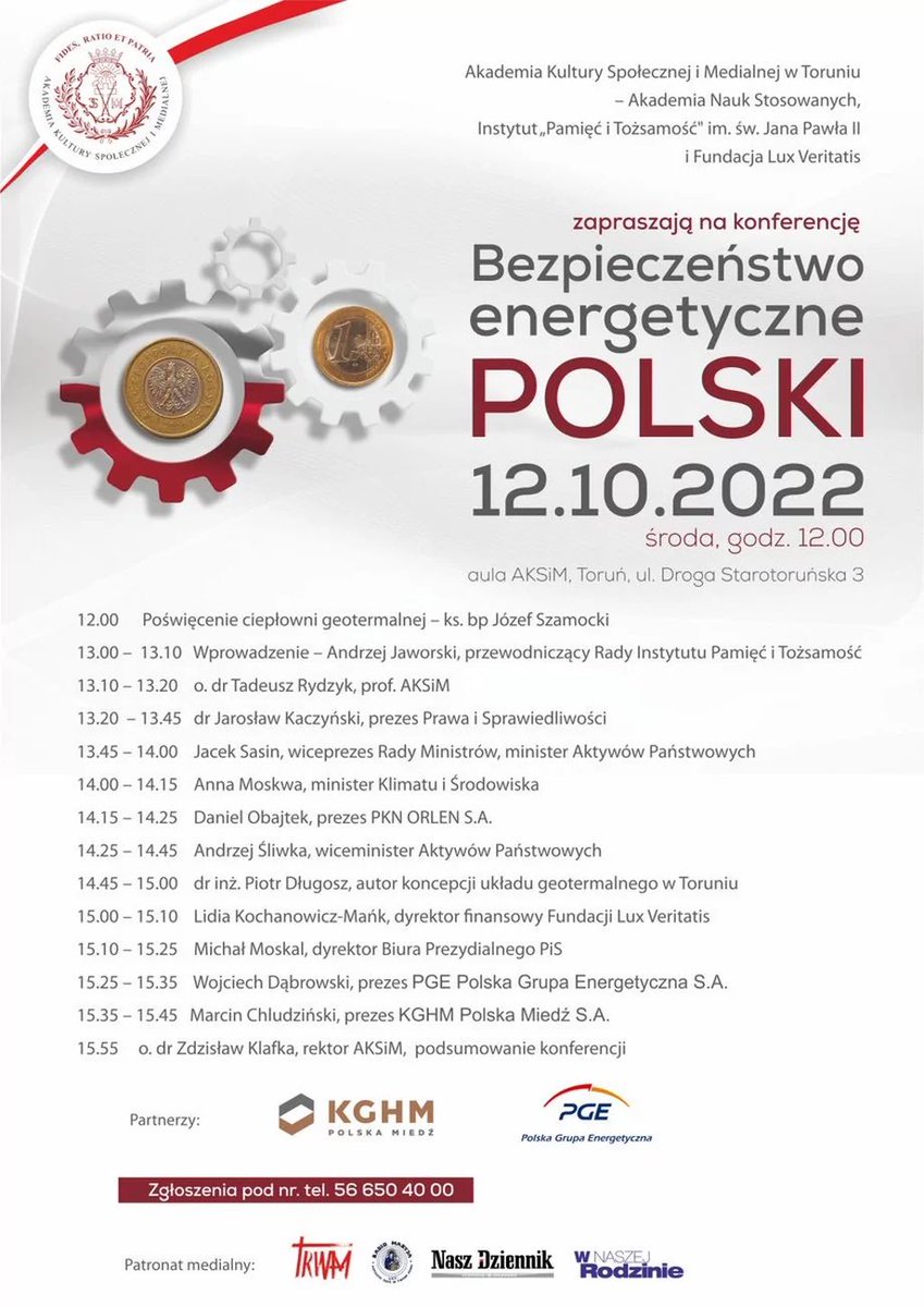 Kaczyński, Sasin, Obajtek, Moskwa jadą do Rydzyka. Po takiej konferencji kryzys energetyczny będzie zażegnany.😏