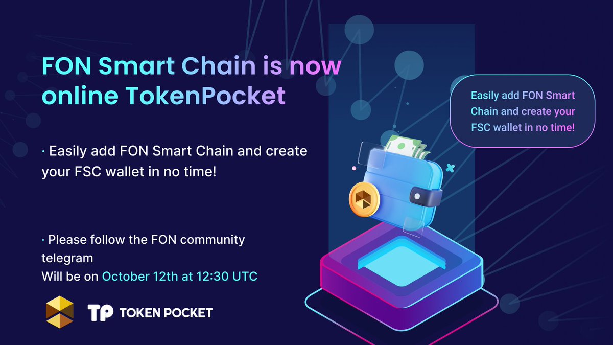 🐘FON Smart Chain is now online TokenPocket
💎Easily add FON Smart Chain and create your FSC wallet in no time! <a href="/TokenPocket_TP/">TokenPocket</a>

🥳Detailed guide about TokenPocket
👏Please follow the FON community telegram
