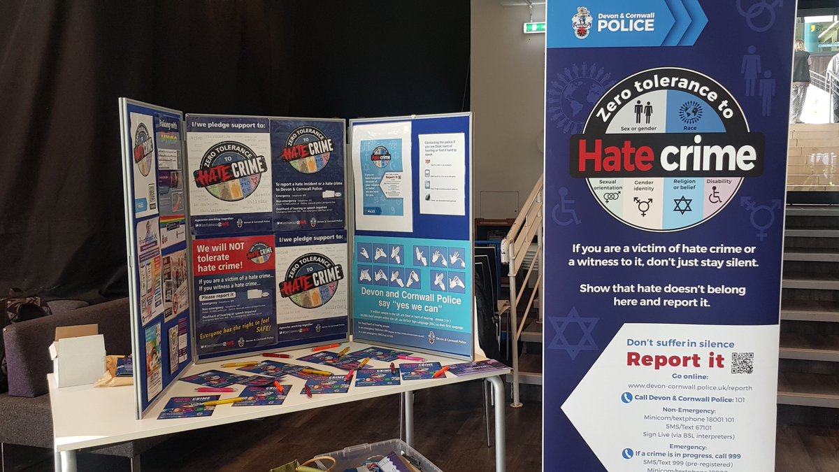 EDIExeCornwall's tweet photo. Want to learn more about #HateCrime, including how to report and access support? @DCP_Diversity from @DC_Police are in the Lower Stannary NOW until 12pm to raise awareness for #HateCrimeAwarenessWeek #NationalHCAW #SayNo2Hate https://t.co/naYoCLyn4E