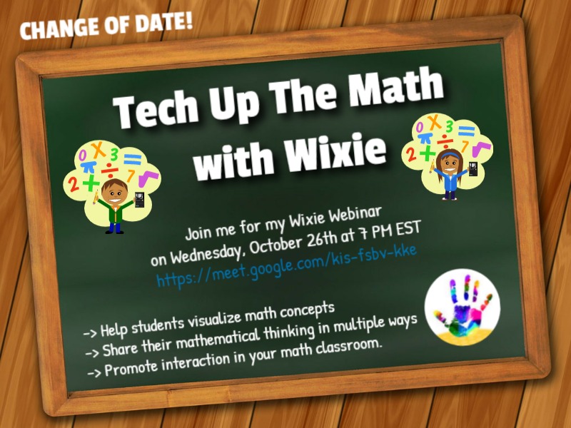 TannenbaumTech's tweet photo. CHANGE OF DATE: Join me to learn all about how you can #techupthemath with #wixie @Tech4Learning
Wednesday, October 26th at 7 PM
https://t.co/g4v1yKz5cT https://t.co/oV0EyOwBRq