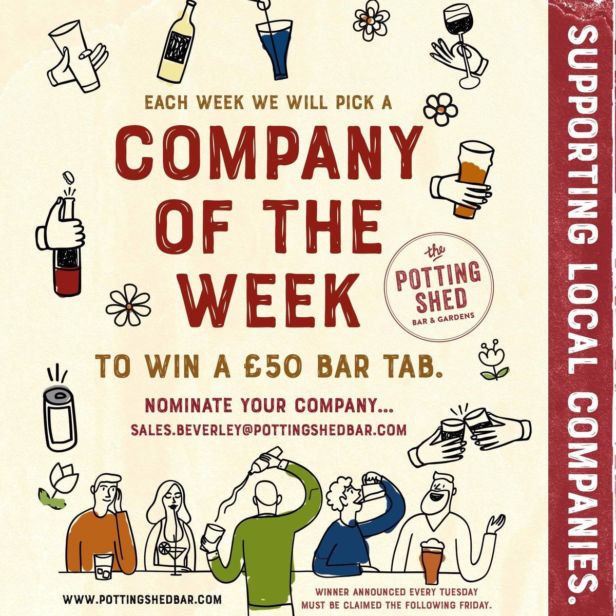 PottingShedBev's tweet photo. 🏆Company of the week winner ! 🏆
-Congratulations to Manor Road Beverley you are the winner of this weeks £50 bar tab.
-Email beverley@pottingshedbar.com to get booked in for this Friday ! Feel free to tag !
#COTW #Winner #FreeBarTab #Beverley #ManorRoadSurgery https://t.co/hiyv02iA9y