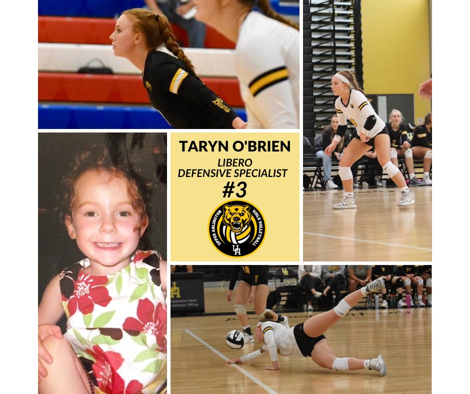 Celebrating Senior and 2022 Varsity Co-Captain Taryn O’Brien.  Taryn made the JV team as a freshman and dressed for Varsity her sophomore year.  She has played on the Varsity team for the last two seasons.  This Libero and Defensive Specialist has mastered the dive for a dig.