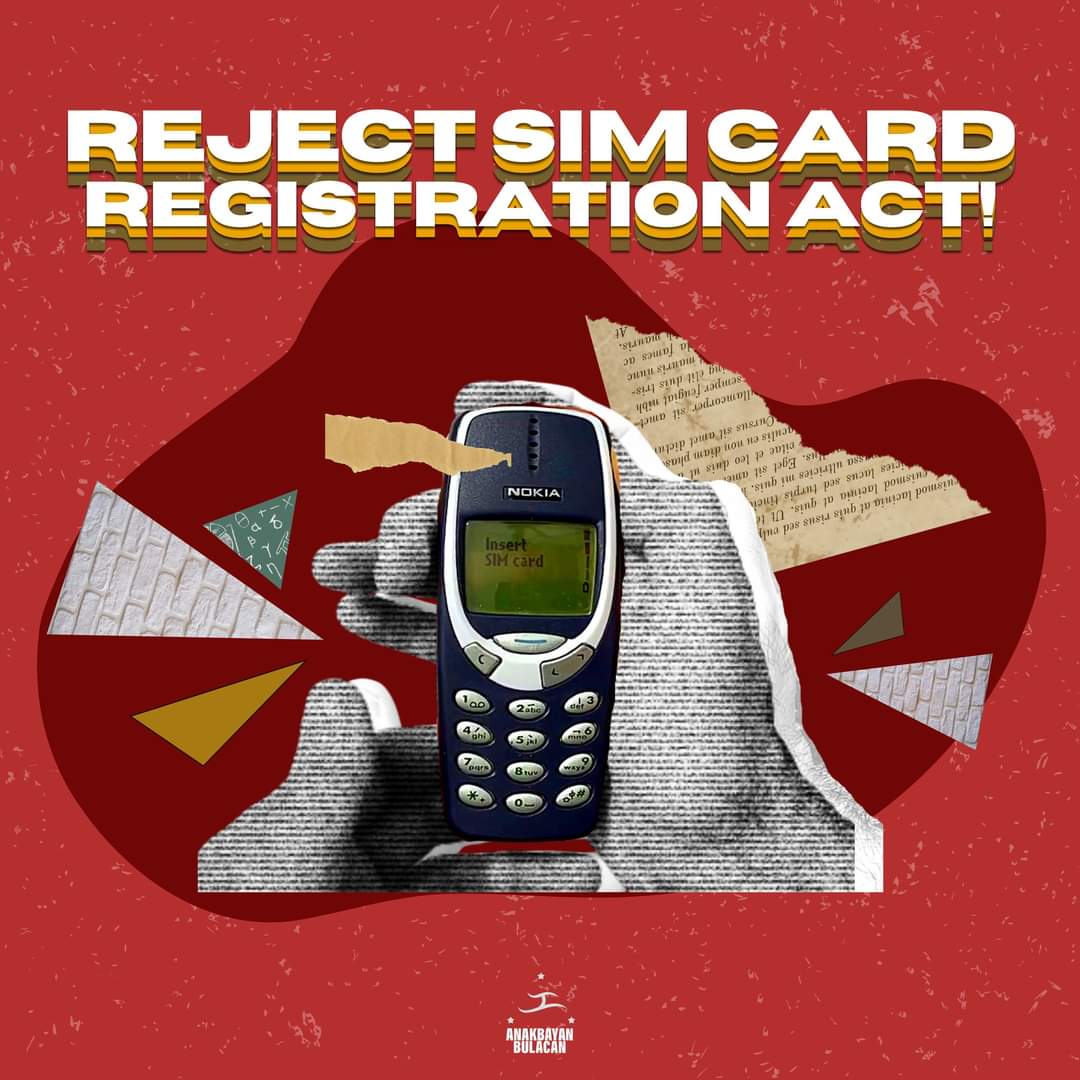anakbayanbul's tweet photo. TUTULAN ANG SIM CARD REGISTRATION ACT!!!
#RejectSIMCardReg
#RejectMarcosDuterte
BASAHIN ANG BUONG PAHAYAG:
https://t.co/mUFhROIh9V https://t.co/BrXKEXecVd