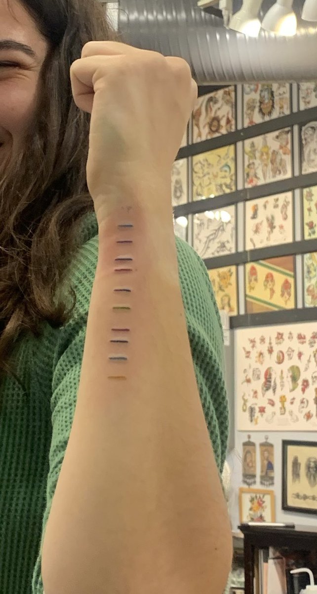neuroadipo's tweet photo. New science tattoos for two lab members this week. Love it!! And they’re the lab’s fave tube and gel ladder, too 😂 #notaproductplacement #sciencetattoo https://t.co/2OMkspwPey