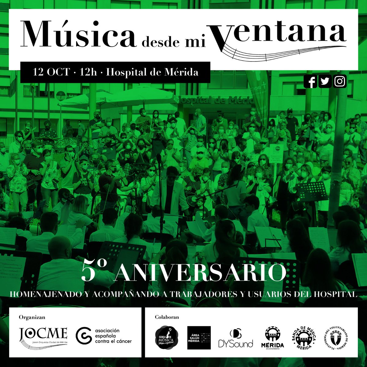 escuelamusicaPV's tweet photo. Un año má la Escuela de música Pilar Vizcaíno colabora con la #JOCME  en el #concierto "Música desde mi Ventana". 🏥🎶

Encantad@s de llevar la #música hasta l@s trabajador@s y usuari@s del #Hospital de #Mérida. 👩🏻‍⚕️👨🏻‍⚕️

¡Os esperamos mañana a las 12h!😜

👉 https://t.co/8PqjJ15ezT https://t.co/kcQk1H068r
