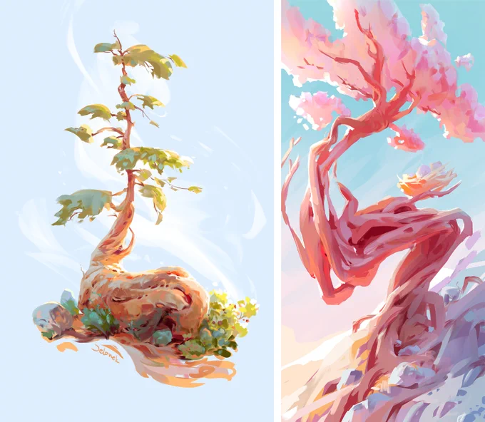 Hello #portfolioday ! I'm an illustrator and concept artist for games and TV shows. Currently on the lookout for new exciting freelance gigs.Here are some of my trees for your enjoyment! 