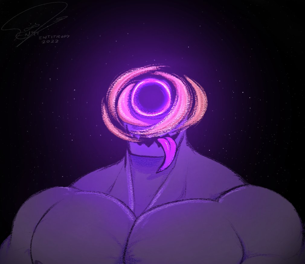 Entitropy's tweet image. The world ender is gay and has nice titties.

He named himself Chaos but he likes the world now so he ain&apos;t gonna be ending it anymore
#Entitropy #OcChaos