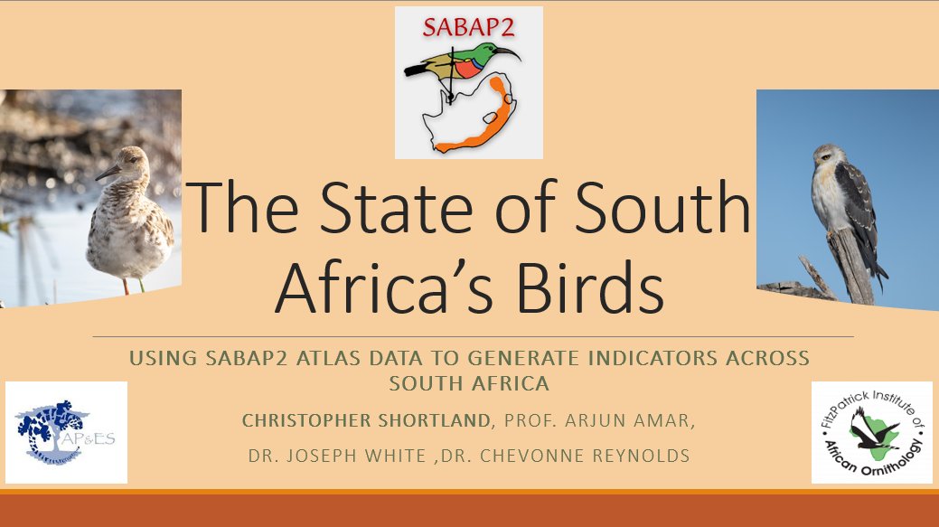1/6 #BOUasm22 #SESH3
'Testing the viability of SABAP2 atlas data to create indicators across South Africa'. Citizen science and the use of indicators have become invaluable to researchers across the globe. 
Yet there is a distinct lack of these projects within the global south.