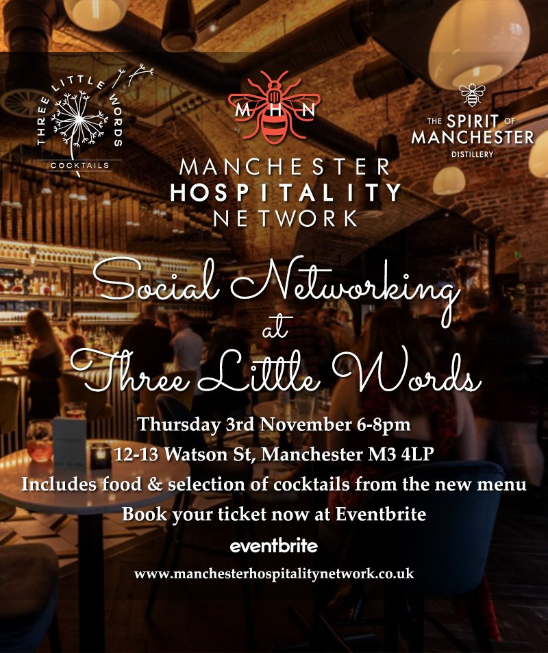 Our next event is GO GO GO! For November's event we're at the award winning @3littlewordsMCR - super excited for this one Join us Thurs 3rd November- with free food and cocktails from the new menu @spiritofmcr distillery! GET YOUR TICKETS NOW >> eventbrite.co.uk/e/manchester-h…