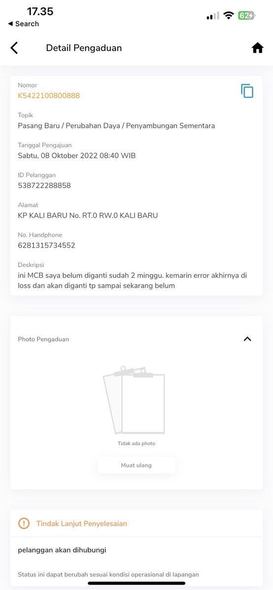 neonbox90's tweet photo. @pln_123 petugasnya konyol ya, belum ditindaklanjuti udah main close pengaduan aja, tidak ada konfirmasi. MCB rusak dari kapan tau sampai skg blm diganti, jgn sampai jd ajang "getok" konsumen ya. https://t.co/Mpxcs8YuVh