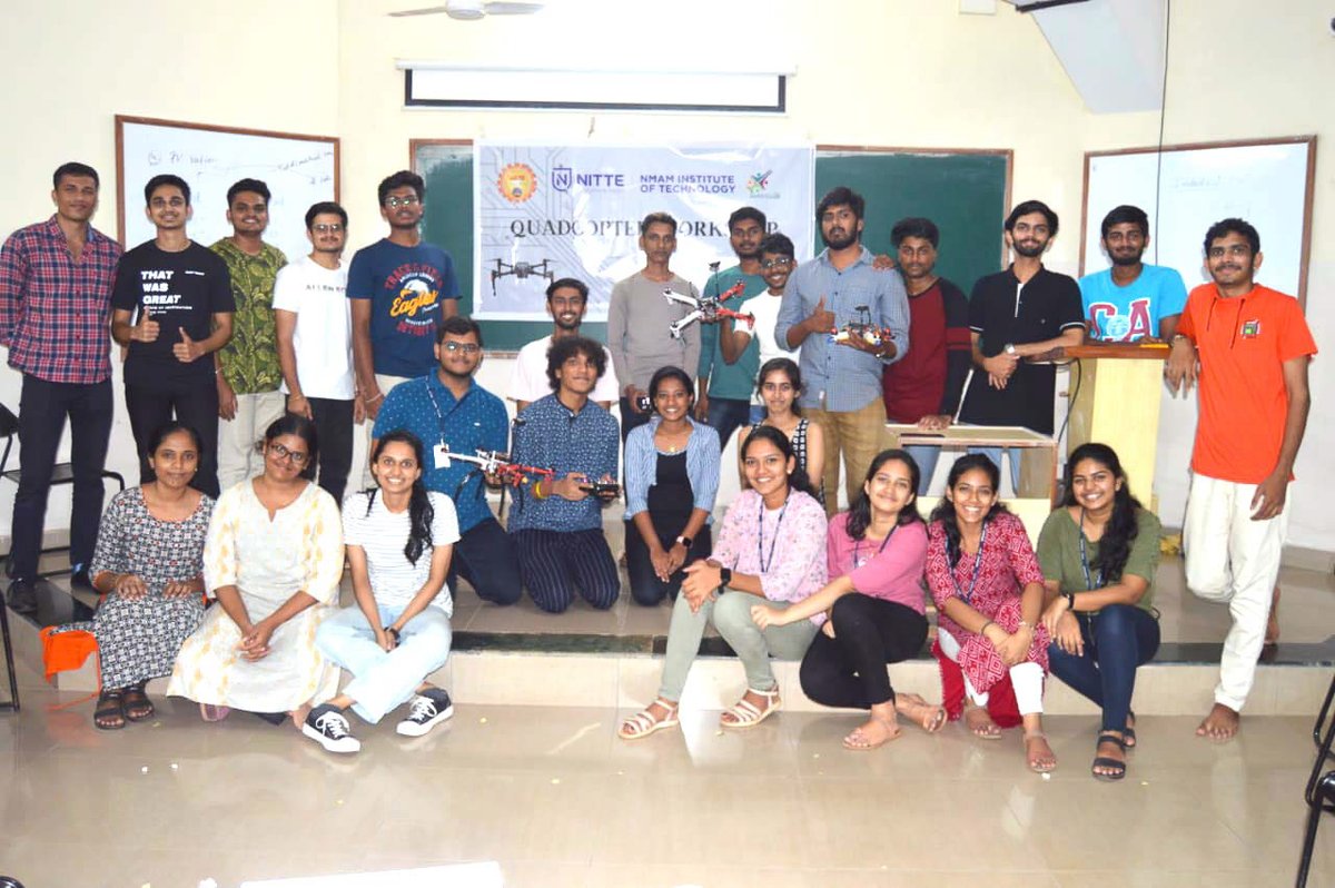 nmamitnitte's tweet photo. A glimpse of the Quadcopter Workshop organised by the Aero Club of NMAMIT. UAV building, Flight Controller Calibration, Mission Planning, Bench Testing, and Simulation were the topics covered during the workshop. 
#nitteengineering #NITTEUniversity #NMAMIT #aeroclub #workshop2022 https://t.co/BW66zsPwMJ