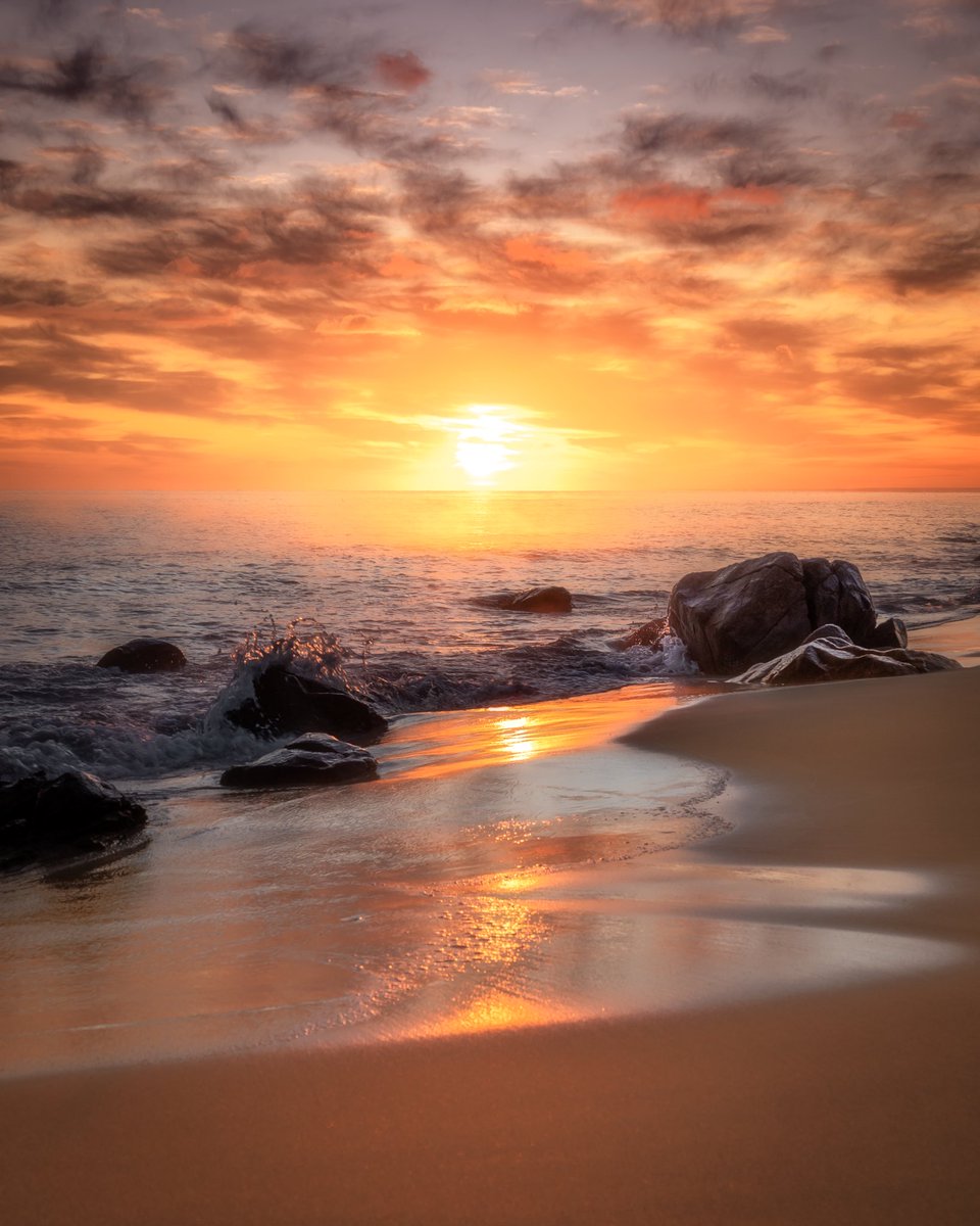 sunrisesearcher's tweet photo. Really enjoying my first couple months living in Western Aus. This epic moment was last Saturday at sunrise, when the clouds lit up as the morning fog rolled out to sea #sunrise #meelupbeach https://t.co/uR1kGl2690