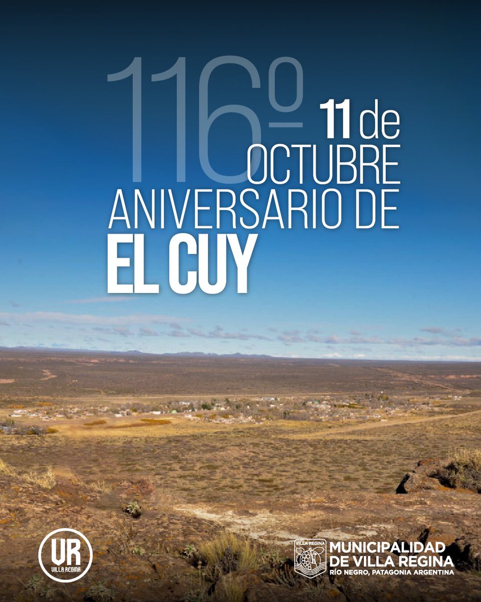 Con motivo del 116° Aniversario, la Municipalidad de Villa Regina envía un saludo a sus autoridades y vecinos. 
¡Feliz cumpleaños! 🎊

#ReginaResponde #AniversarioElCuy #RíoNegro #OraziIntendente