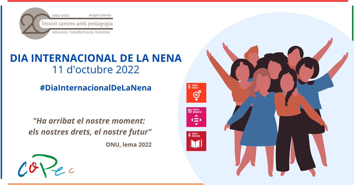 CopecPedagogs's tweet photo. #DiaInternacionalDeLaNena
El COPEC i els professionals que representa, manifesta el seu compromís en la lluita per a què les nenes de tot el mon tinguin accés a l'educació, a la igualtat d'oportunitats i els seus drets protegits.

#copec20anys #DonaPedagogia https://t.co/idWEtmqbD2