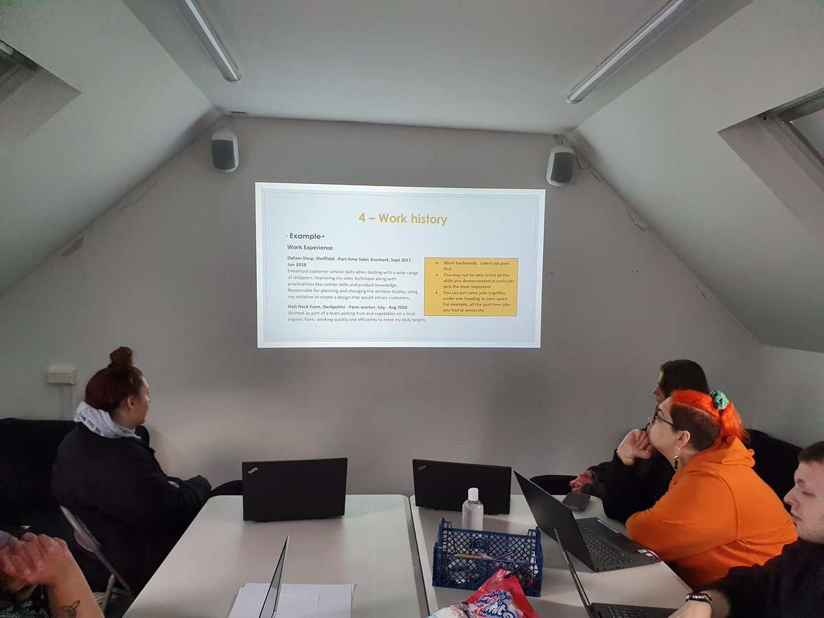 shmuORG's tweet photo. Our Positive Transitions Group, Succeed 1, had a great morning working on their CV's and Personal Profiles! @AbzWorks  #moretoshmu #employability #empowerment #personalprofiles #CVS #CVskills #CVTraining #employment https://t.co/lN1Bsn66F4