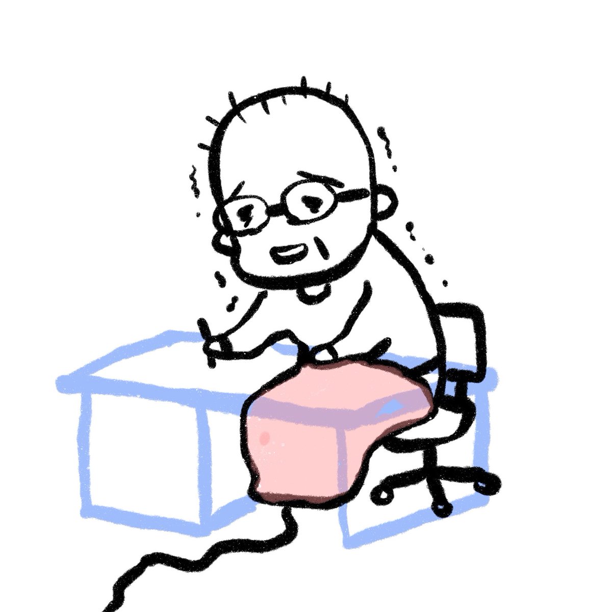 glasses solo 1boy chair trembling male focus white background  illustration images