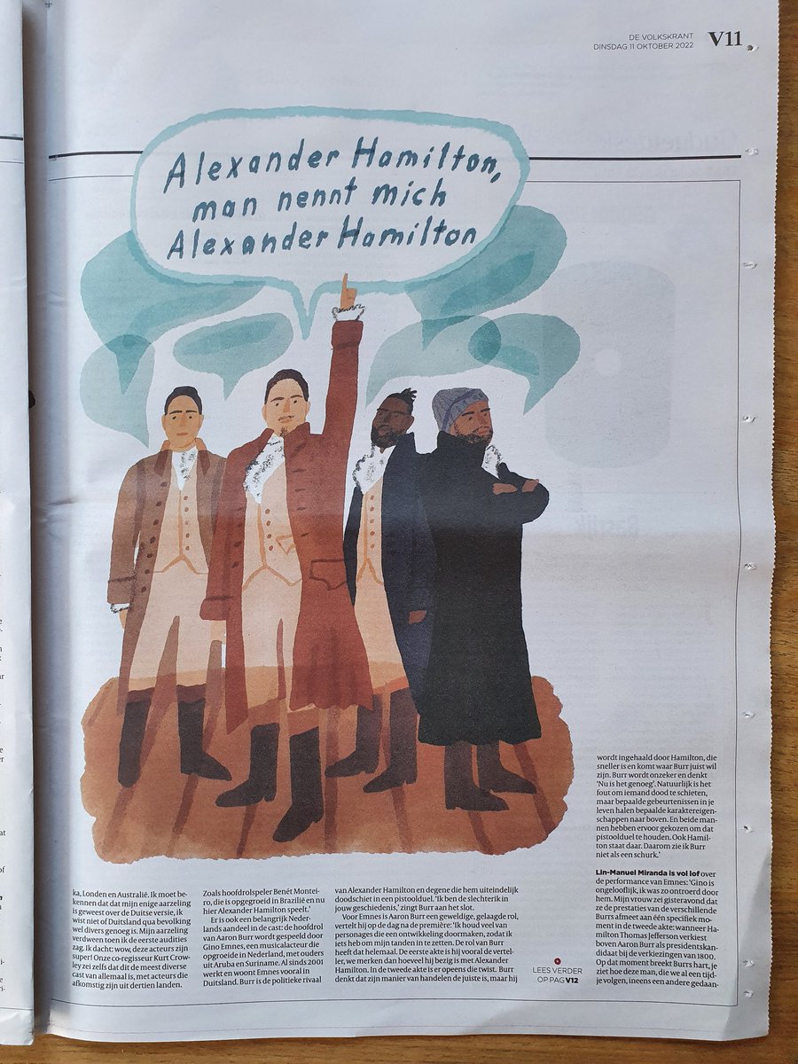 sallapom's tweet photo. @HamiltonMusical in my Dutch Newspaper.. that's a first! ❤️ #HamiltonDeutschland https://t.co/uV1VFCf5ui