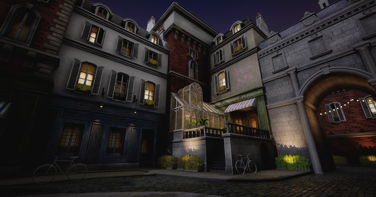 mjdereve's tweet photo. Throwback to my stylized Paris scene build in #UE4 🌛
Loved doing this, learnt a lot of techniques such as parallax mapping on the window boxes to create fake interiors. 

#3dart #unrealengine #unity3d #gameart #ue4 #art #indiedev #gamedev #epicgamesstore https://t.co/te74XVbzNU