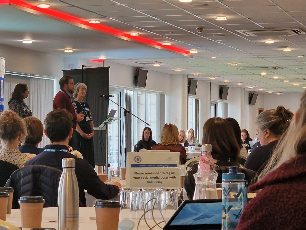 Our own <a href="/JosephHenson10/">Joseph Henson</a> and <a href="/HelenSp55411366/">Helen Sparks</a> speaking about their role as First Contact Physiotherapy at the <a href="/SYB_ICS_AHPs/">South Yorkshire AHP Council & Faculty</a> #AHPsDay Celebration event <a href="/RotherhamNHS_FT/">The Rotherham NHS FT</a>