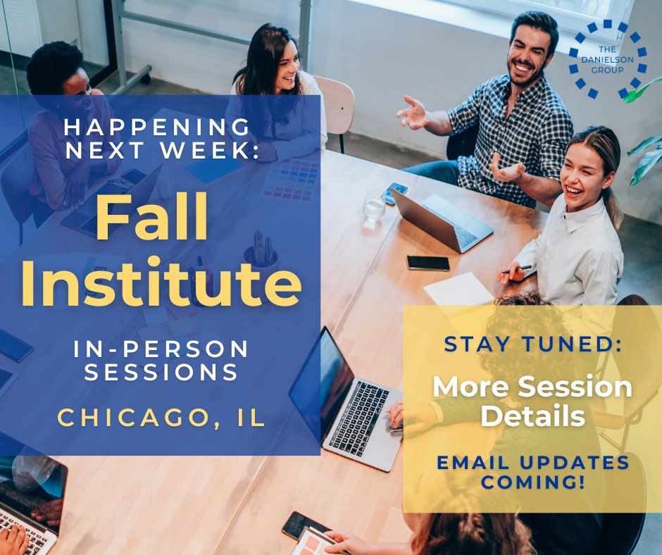 Next Week: #TheDanielsonGroup's Fall Institute! Lee Kappes, Ed.D. &amp; Brian Johnson will be the training facilitators to help you develop best practices. Stay tuned for institute highlights &amp; recaps! 
#FrameworkForTeaching #PDwithDG #GreatTeaching