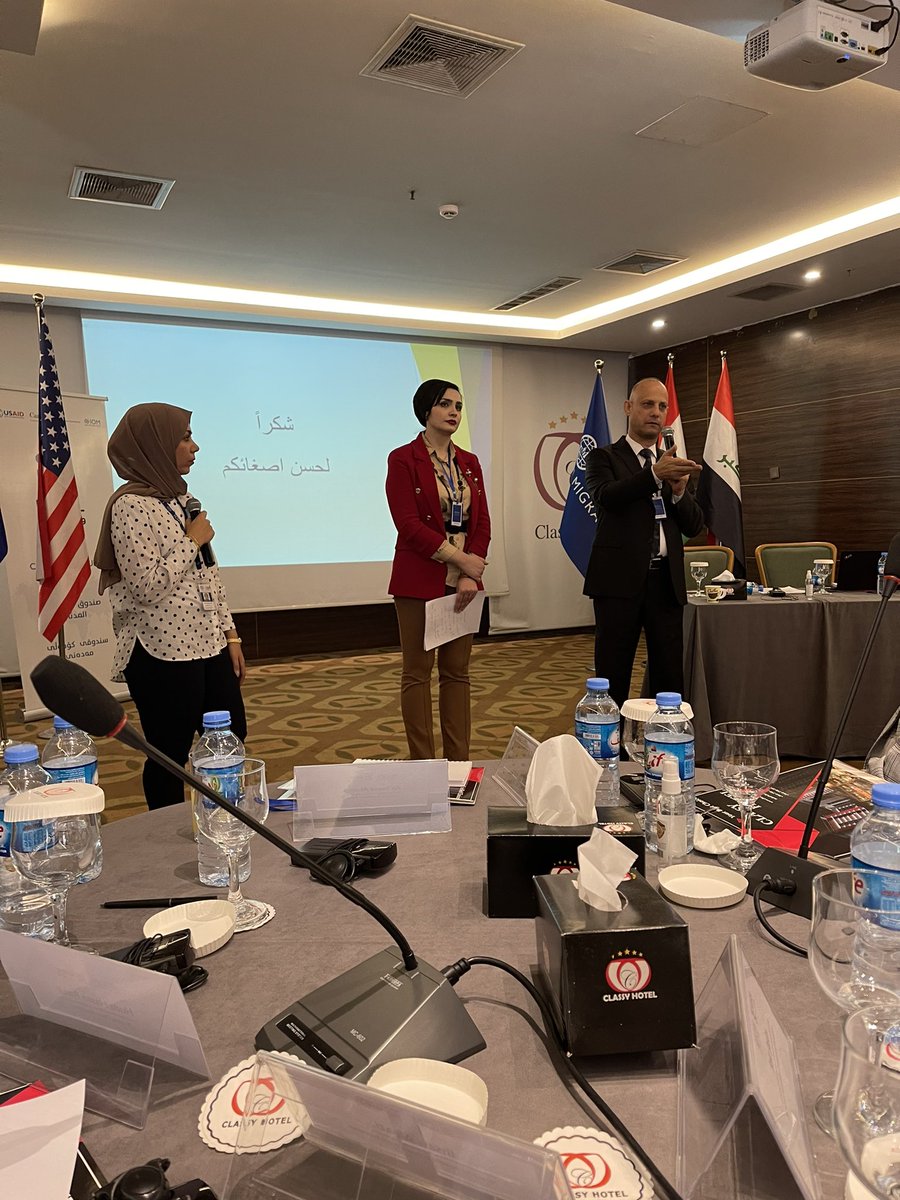 albazi_ihsan's tweet photo. SSDF participates with #IOM in 3-days workshop within #WASL civil society fund.
Nearly 83 #NNGOs applied for the call and 25 selected.
#WASL fund targeted 7 locations including:#WestMosul, #SouthMosul, #TelAfar,#Halabja (KRI),#Hawija (Kirkuk),#Fallujah (Anbar),Zubair (Basra). https://t.co/J9ge260enk