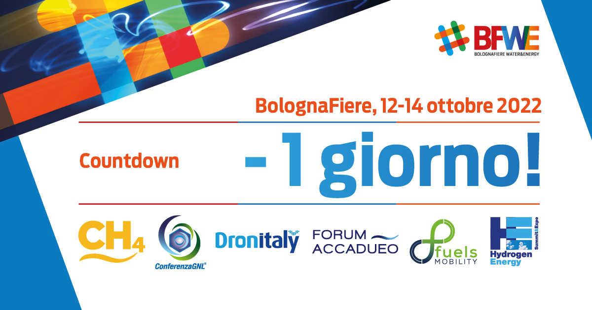 -1 all’inizio delle 6 manifestazioni di <a href="/_BFWE/">BFWE</a>. Con #CH4expo spazio al trasporto e alla distribuzione del gas e all'utilizzo del #metano nella mobilità
✏️ Registrati bit.ly/3cnSy0M
<a href="/HeseExpo/">HESE - Hydrogen Energy Summit&Expo</a> <a href="/FuelsMobility/">Fuels Mobility</a> <a href="/ConferenzaGNL/">ConferenzaGNL</a> Forum <a href="/Accadueobologna/">Accadueo</a> <a href="/dronitaly/">Dronitaly</a>