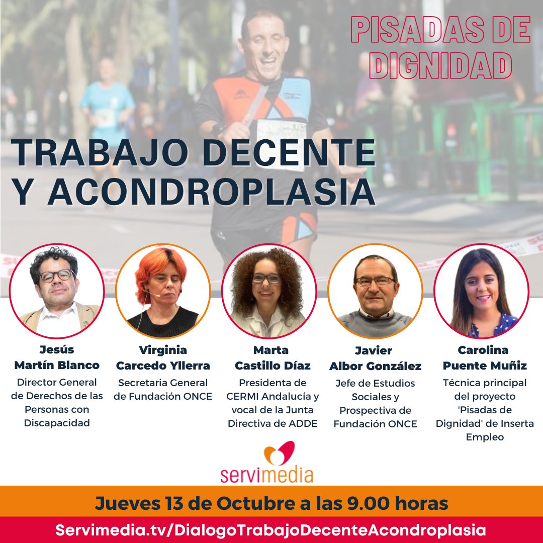 portalento_'s tweet photo. 🗓️ El jueves a las 9:00h, la S.G. y dir. #Transformación y #Excelencia de @Fundacion_ONCE e #InsertaEmpleo, @vcarcedo, participará en un diálogo de @Servimedia sobre #trabajo y #acondroplasia junto a @jesusmartinb, D.G. del @MSocialGob.
 
https://t.co/6a7Cmkdawb https://t.co/25TnFJWWs8