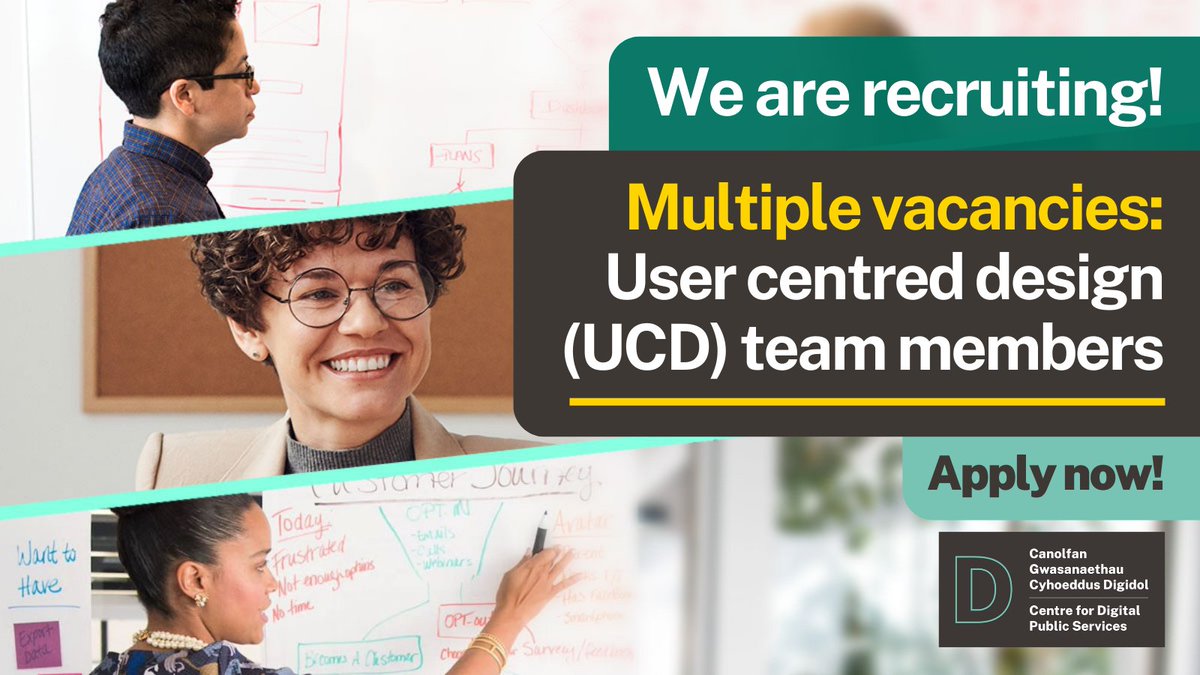 cdps_cymru's tweet photo. Our Head of User Centred Design, @JoannaGoodwin3, is keen to build a permanent team focused on designing and delivering user centred services across Wales. It's an exciting time at CDPS. 

Take a look at our current roles and apply! 

https://t.co/fE0Iha0qjw

#Agile #JobsWales https://t.co/jsSSN6rEg6